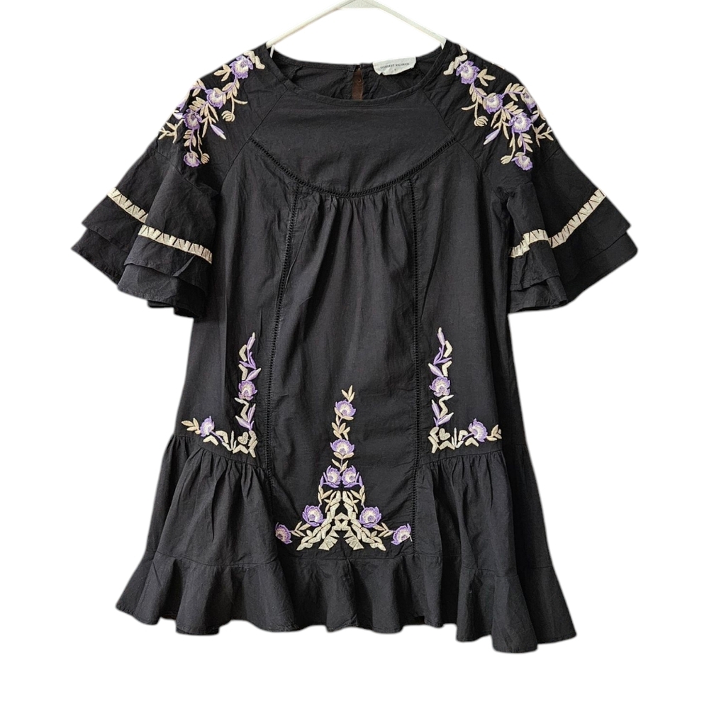 Goodnight Macaroon Juliette Embroidered Dress Women Small Floral Black Mini